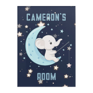 Baby Elephant Fishing 4 Stars Wall Art