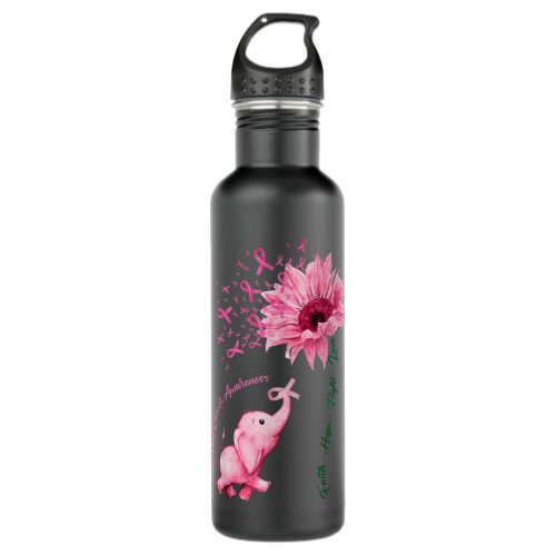 Baby Elephant Flower Pink October Breast Cancer Aw Stainless Steel Water Bottle