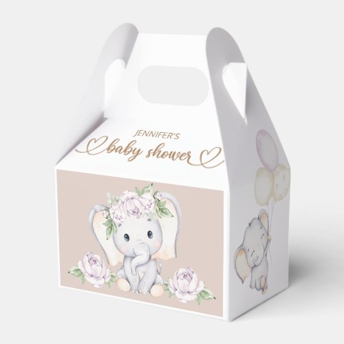 Baby Elephant  Flower Watercolor Baby Shower  Favor Boxes