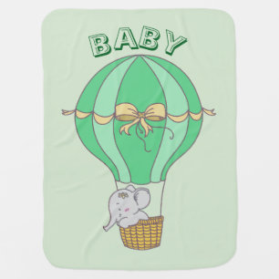 Baby Elephant Flying in Balloon Gender Neutral  Blanket