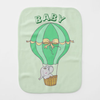 Baby Elephant Flying in Balloon Gender Neutral  Burp Cloth