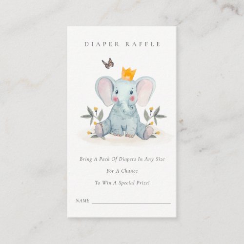 Baby Elephant  Foliage Diaper Raffle Baby Shower Enclosure Card