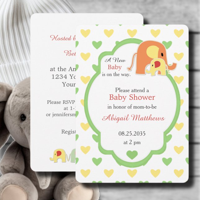  Baby Elephant Gender Neutral Shower Invitation (Creator Uploaded)