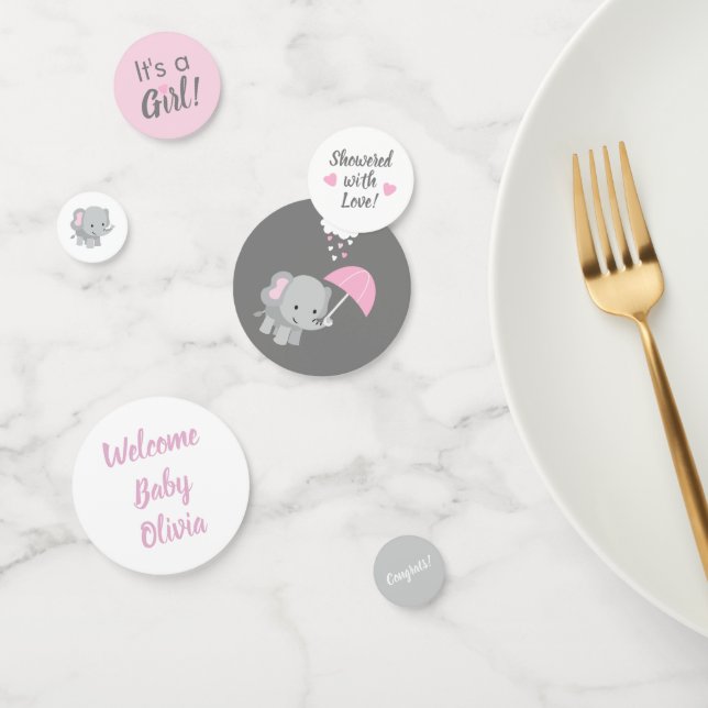 Baby Elephant Girl Baby Shower Confetti (Group)
