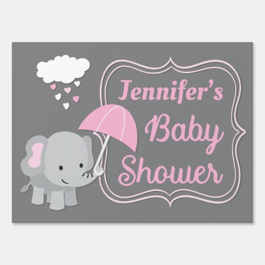 Baby Elephant Girl Baby Shower Lawn Sign Zazzle Com