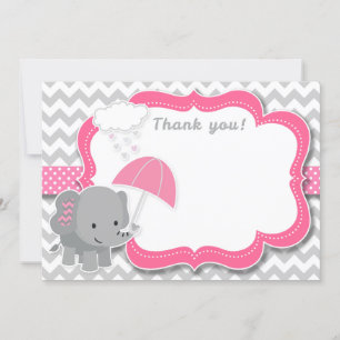 Baby Elephant Girl Baby Shower Pink Thank You Card