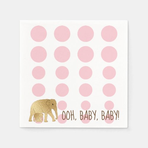 Baby Elephant Gold Pink Napkins