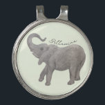 Baby Elephant Golf Hat Clip<br><div class="desc">Golf hat clip with an image of a cute baby elephant.  Background,  image and text can be customized.  Original artwork by WBartworks.</div>