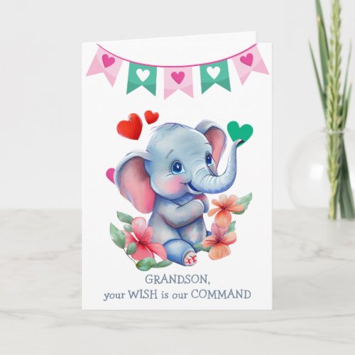 Baby Elephant Grandson Prince Valentine Holiday Card
