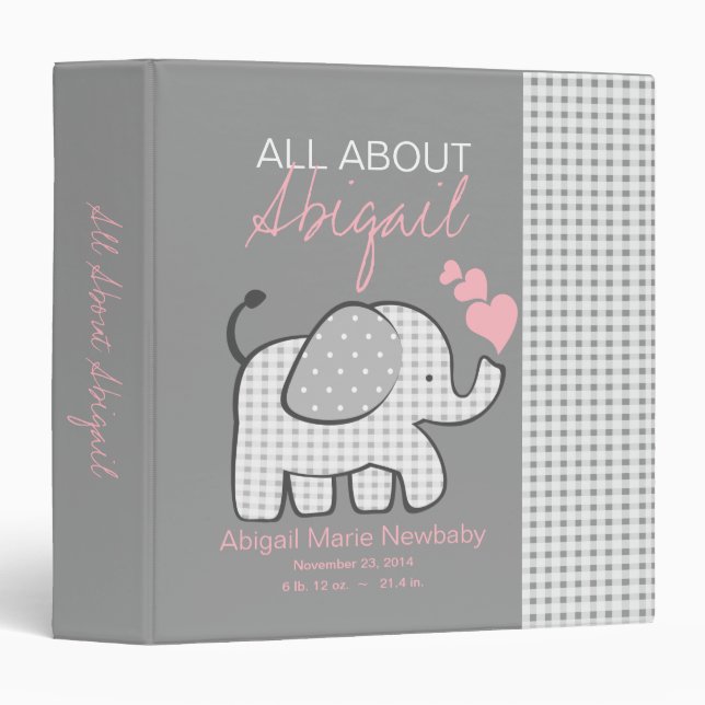 Baby Elephant Gray All About Baby Binder (Front/Spine)