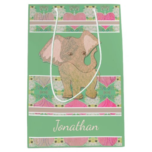 Baby Elephant Green Gift Bag