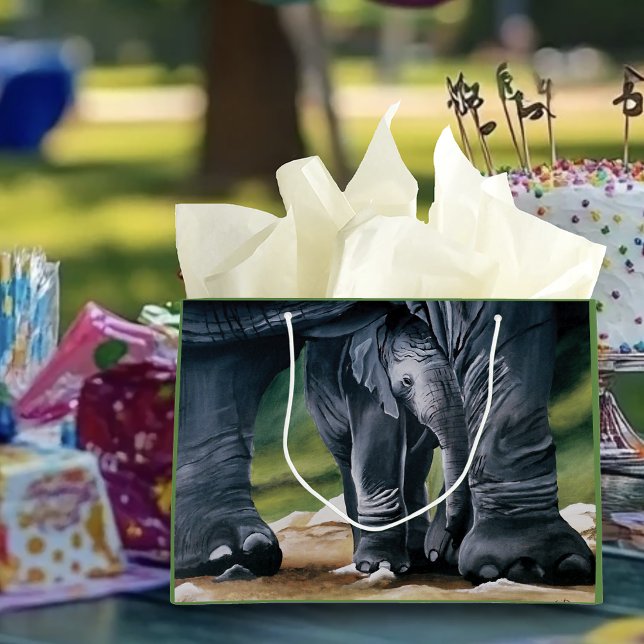 Baby  Elephant Grey Cute Large Gift Bag (Creator Uploaded)