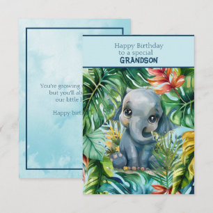 Baby Elephant Happy Birthday Special Grandson Card