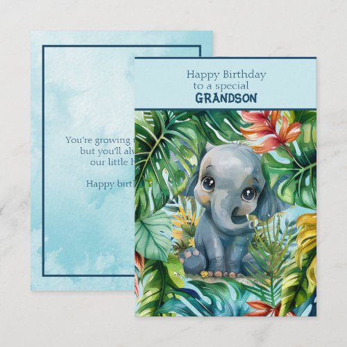 Baby Elephant Happy Birthday Special Grandson