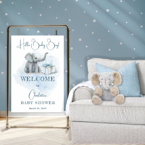 Baby Elephant Hello Baby Boy Blue Baby Shower Foam Board