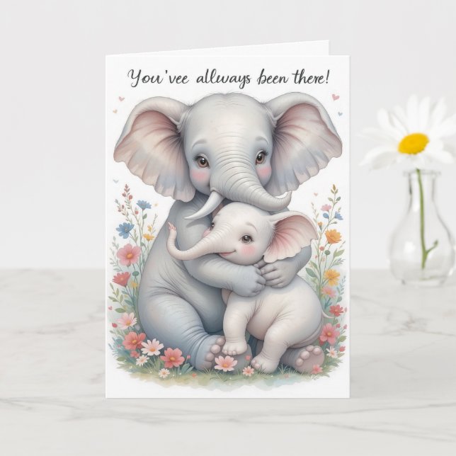 Baby Elephant Hug Mothers Day  Card (Small Plant)
