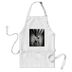 Baby Elephant in a Hot Air Balloon Adult Apron