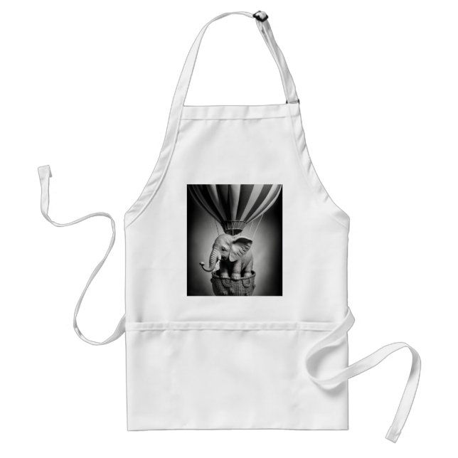 Baby Elephant in a Hot Air Balloon Adult Apron (Front)