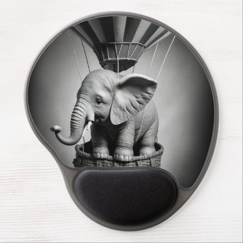 Baby Elephant in a Hot Air Balloon Gel Mouse Pad