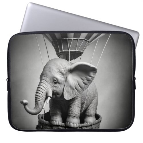 Baby Elephant in a Hot Air Balloon Laptop Sleeve
