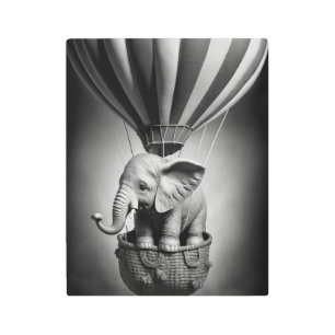 Baby Elephant in a Hot Air Balloon Metal Print