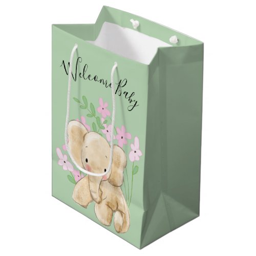 Baby Elephant In Flowers Medium Gift Bag