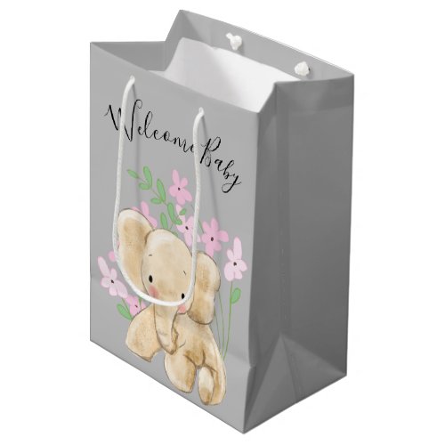 Baby Elephant In Flowers Medium Gift Bag