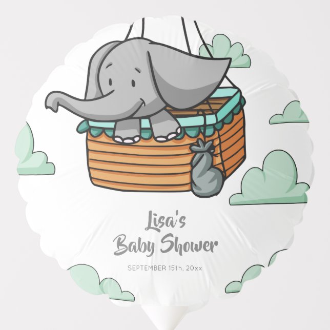 Baby Elephant in Hot Air Balloon Basket Balloon (Front)