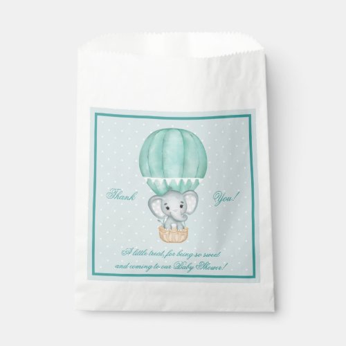  Baby Elephant in Pale Green Hot Air Balloon   Favor Bag