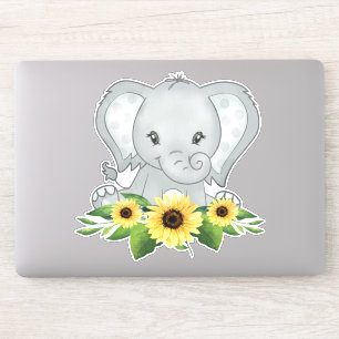 Baby Elephant In Sunflowers Sticker