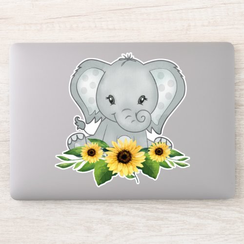 Baby Elephant In Sunflowers Sticker