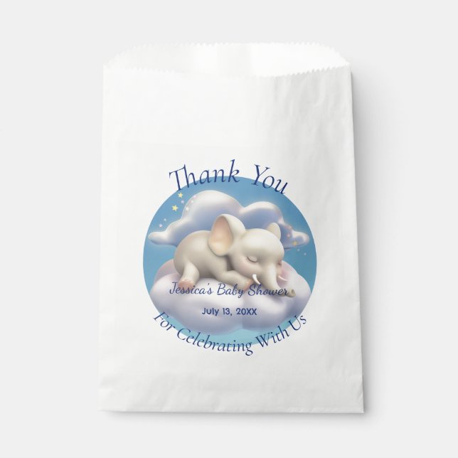 Baby Elephant In The Clouds Baby Shower Favor Bag (Front)