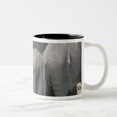 Baby elephant is standing and wobbly Two_Tone coffee mug