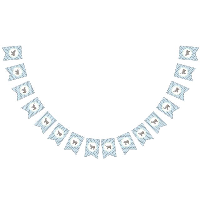 Baby Elephant Light Blue Birthday Bunting Flags (All)