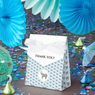 Baby Elephant Light Blue Birthday Favor Boxes