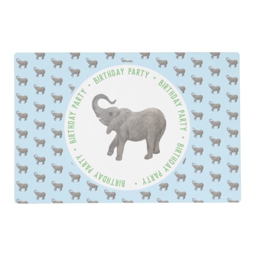 Baby Elephant Light Blue Birthday Placemat