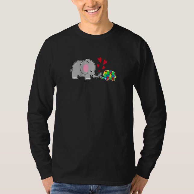 Baby Elephant Love Puzzle Piece Cool Autism Awaren T-Shirt (Front)