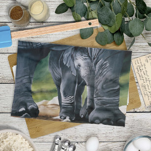Baby Elephant Mother Protection Love Kitchen Towel