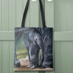 Baby Elephant Mother Protection Love Tote Bag