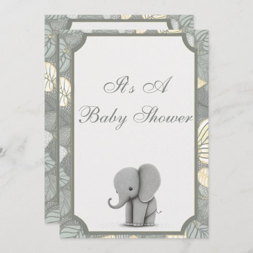Baby Elephant Non Gender Baby Shower Invitation