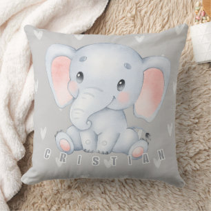 Baby Elephant Nursery Cute Decor Throw Pillow