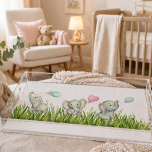 Baby Elephant Nursery Decor Cute Animal Acrylic Tray