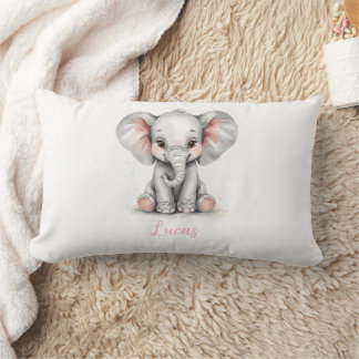 Baby Elephant Nursery Lumbar Pillow with Custom Nm