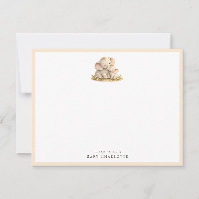 Baby Elephant Nursery Note Card – Personalized (Front)