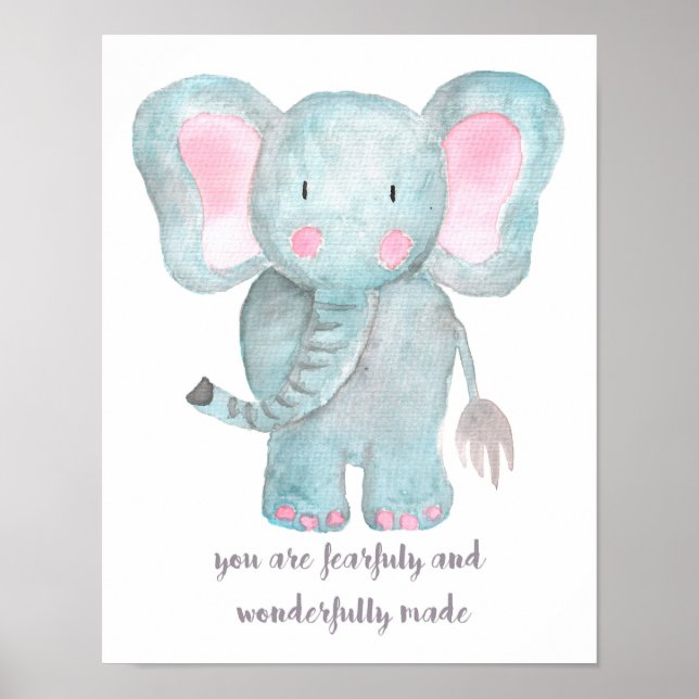 Baby Elephant Nursery Wall Art (Front)