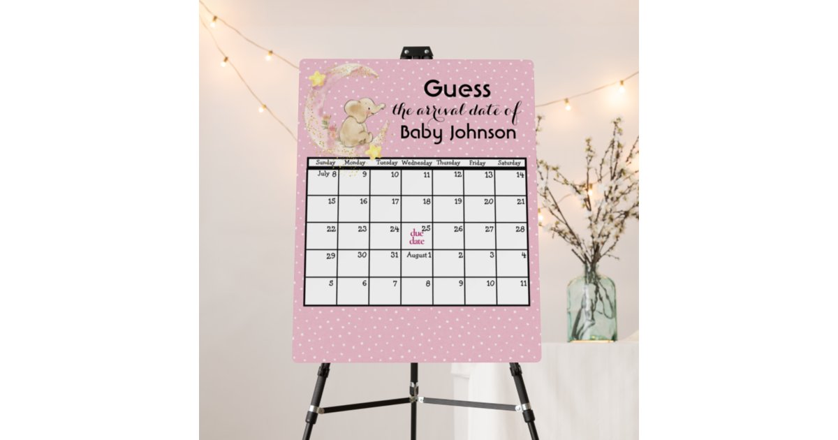 EVERLEIGH Guess the Arrival Date Baby Shower 16x20 Foam Board