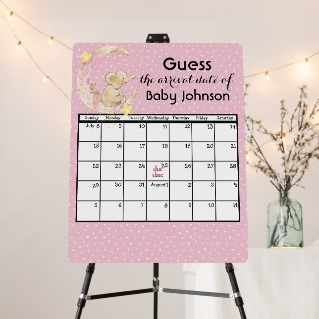 Baby Elephant On Moon and Polka Dots Foam Board (In Situ (Stand))