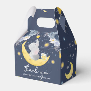 Baby Elephant on Moon Birthday I Baby Shower Favor Boxes