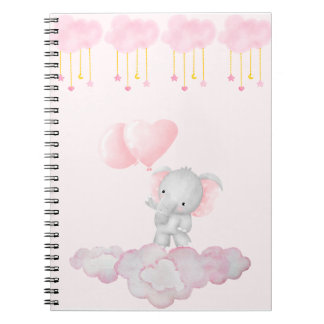 Baby Elephant on Pink Clouds – Soft Pastel Nursery Notebook