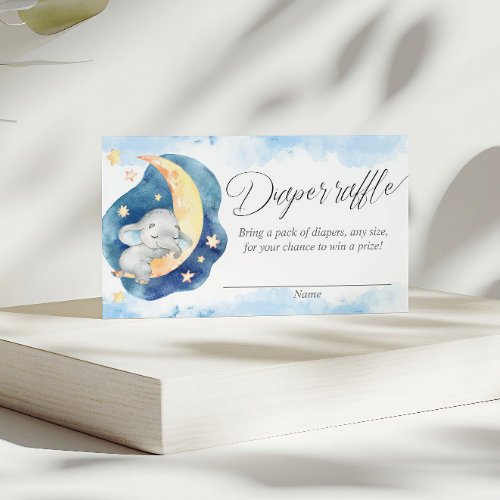 Baby elephant over the moon diaper raffle cards